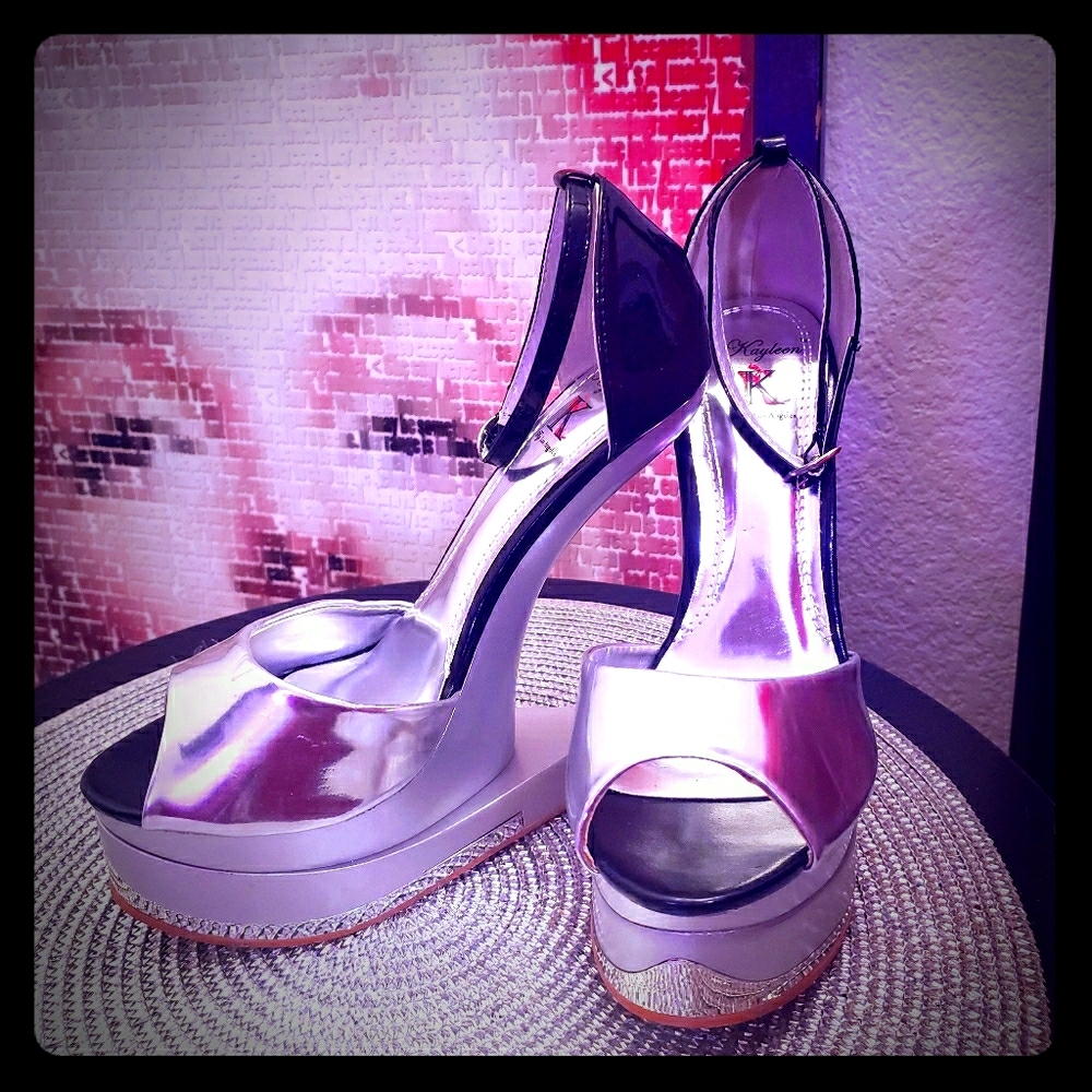 Space Girl Black + Silver Platforms